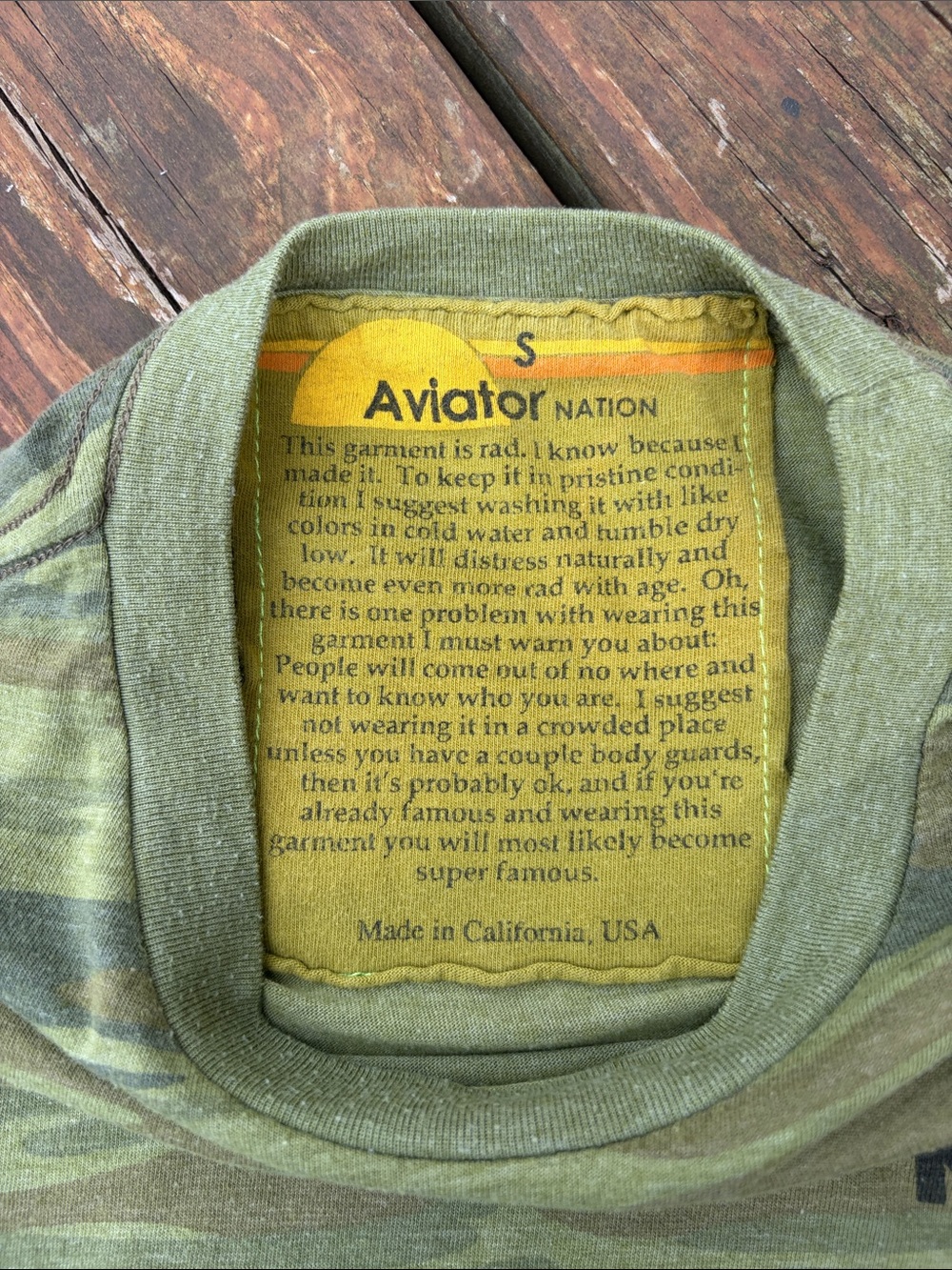 Aviator Nation Green Camo Rainbow Logo Tee - Picture 4 of 5